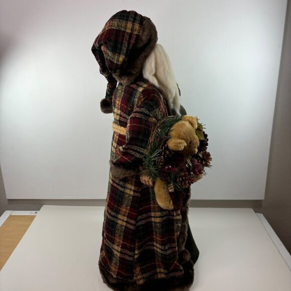 Vintage  Dan Dee Santa Claus 33" Doll In Plaid Coat With Teddy & Festive Accents - Picture 8 of 13